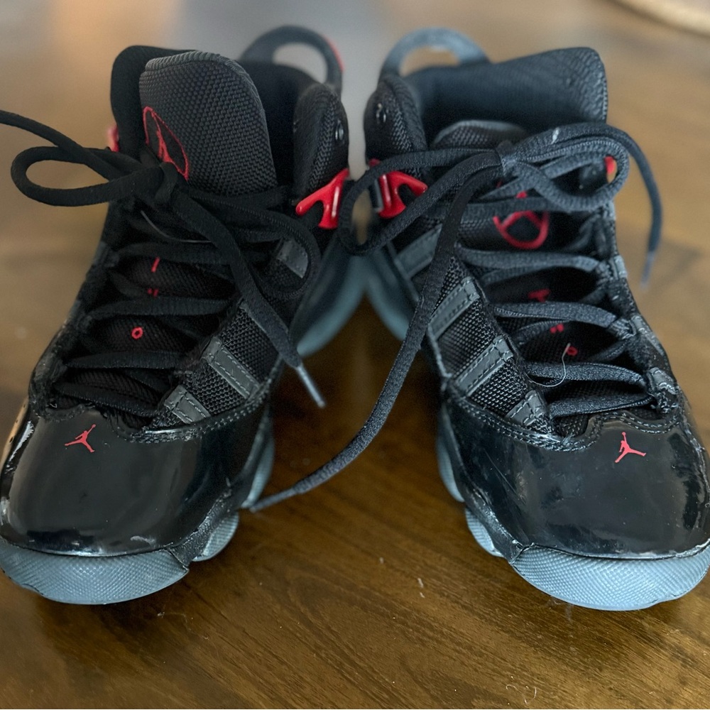 Kids Black and Red Jordan 6 Rings